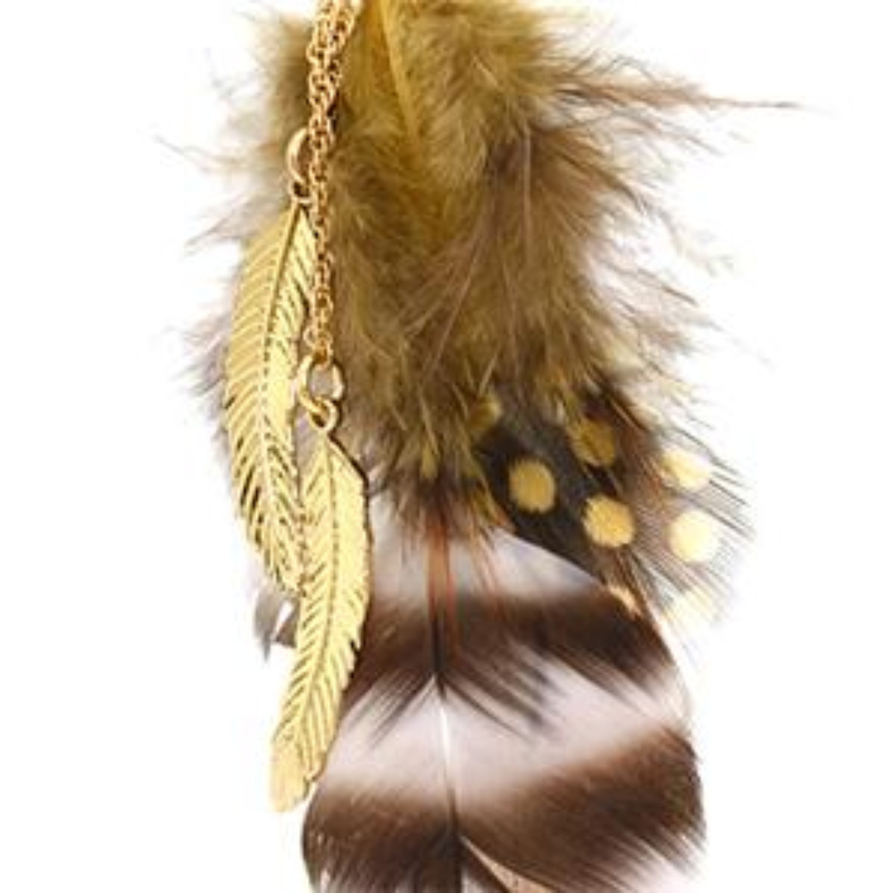 DISNEY COUTURE POCAHONTAS NATURAL FEATHER EARRINGS**NEW! - Picture 3 of 4